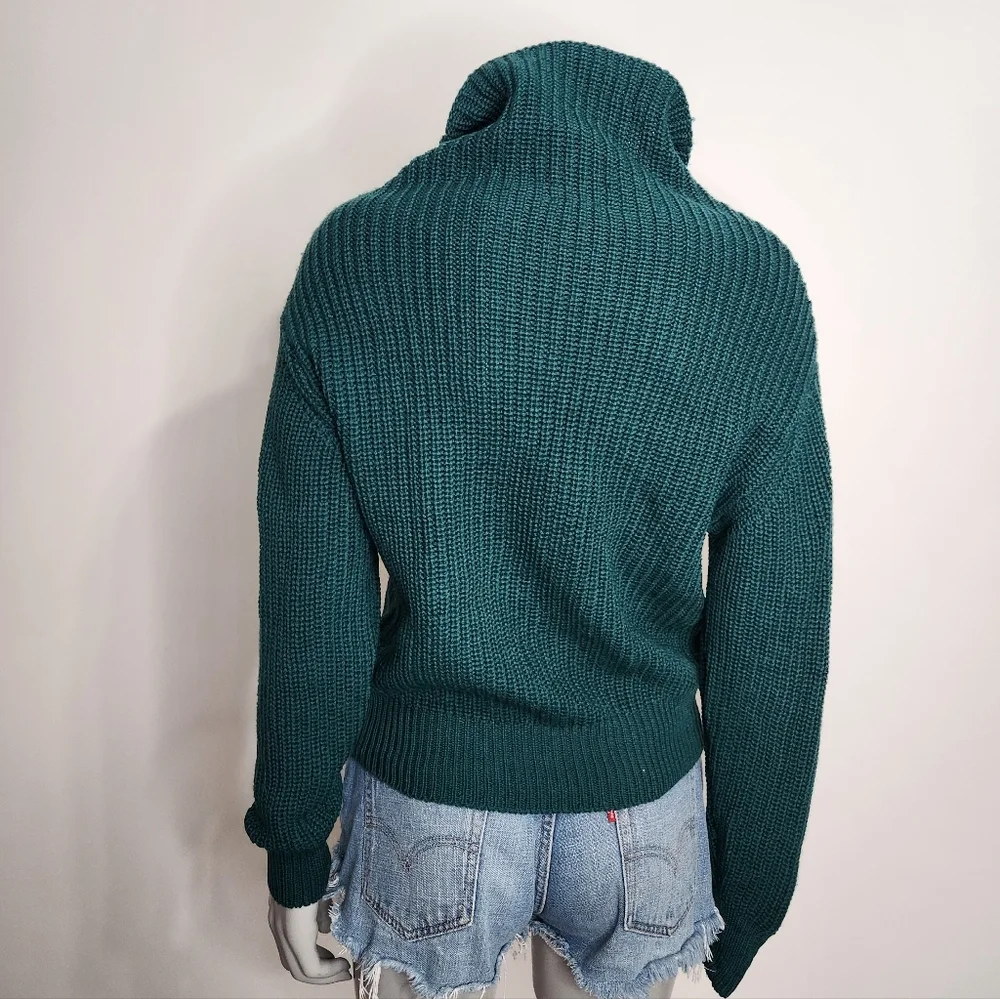 Aritzia Wilfred Montpellier Emerald Green Merino Wool Turtleneck Sweater Sz XXS - Picture 7 of 12